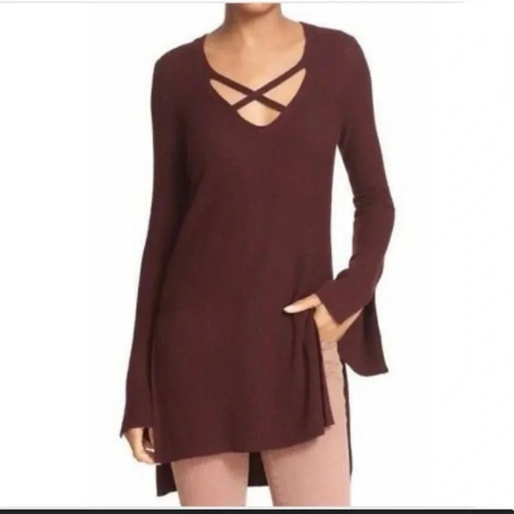 Free people Tunic Sweater Wine color Medium